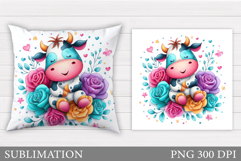 Cute Cow Pillow Design. Cute Cow Sublimation Product Image 1