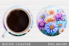 Floral Coaster Design. Flowers Coaster Sublimation Product Image 1