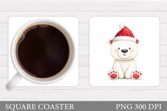 Christmas Bear Coaster Design. Christmas Coaster Sublimation Product Image 1