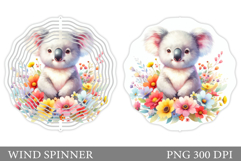 Cute Koala Wind Spinner. Koala Flowers Wind Spinner Design Product Image 1