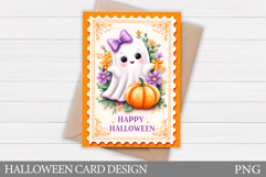 Cute Halloween Card Printable. Halloween Ghost Card Design Product Image 1