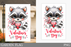 Valentines Raccoon Garden Flag. Valentine Garden Flag Design Product Image 1