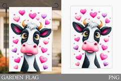 Valentines Cow Garden Flag. Valentines Garden Flag Design Product Image 1