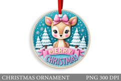 Cute Deer Christmas Ornament. Christmas Ornament Sublimation Product Image 1