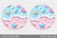 Starfish Car Coaster Design. Sea Car Coaster Sublimation Product Image 1