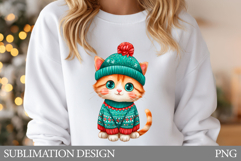 Christmas Cat Sublimation. Christmas Cat T-Shirt Design Product Image 1