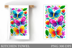 Butterflies Kitchen Towel. Butterflies Sublimation Product Image 1