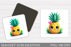 Cute Pineapple Magnet Design. Cute Pineapple Sublimation Product Image 1