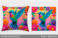 Hummingbird Pillow Design. Hummingbird Sublimation Product Image 1
