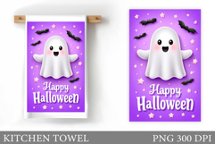 Cute Ghost Kitchen Towel Design. Cute Ghost Sublimation Product Image 1