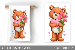 Valentines Bear Kitchen Towel. Valentines Kitchen Towel Product Image 1
