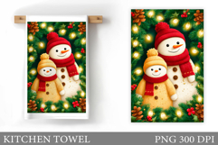 Snowman Kitchen Towel Design. Christmas Kitchen Towel Product Image 1