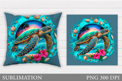 Sea Turtle Pillow Design. Turtle Sublimation Product Image 1
