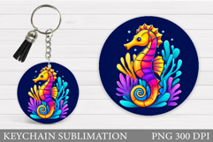 Seahorse Keychain Design. Sea Keychain Sublimation Product Image 1