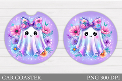 Cute Ghost Car Coaster. Cute Halloween Car Coaster Product Image 1