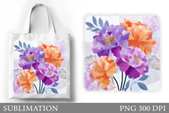 Flowers Tote Bag Design. Floral Tote Bag Sublimation Product Image 1