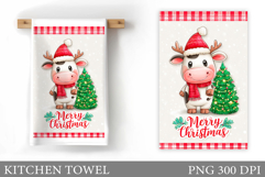 Christmas Cow Kitchen Towel. Christmas Kitchen Towel Design Product Image 1