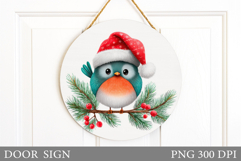 Christmas Bird Door Sign. Christmas Door Sign Sublimation Product Image 1