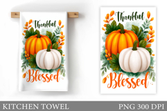Pumpkin Kitchen Towel. Fall Kitchen Towel Sublimation Product Image 1
