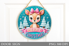 Christmas Deer Door Sign. Christmas Door Sign Sublimation Product Image 1