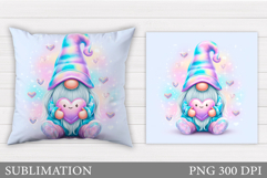 Valentines Gnome Pillow. Valentines Pillow Sublimation Product Image 1