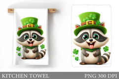 St Patrick Raccoon Kitchen Towel. St Patrick Kitchen Towel Product Image 1