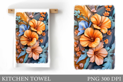 Flowers Kitchen Towel. Floral Kitchen Towel Design Product Image 1