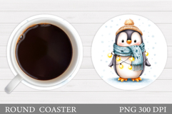 Christmas Penguin Coaster. Christmas Coaster Sublimation Product Image 1