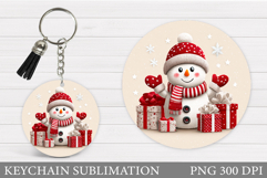 Cute Snowman Keychain Design. Christmas Keychain Sublimation Product Image 1