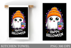 Cute Ghost Kitchen Towel. Halloween Kitchen Towel Design Product Image 1