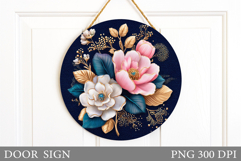 Flowers Door Sign Design. Floral Door Sign Sublimation Product Image 1