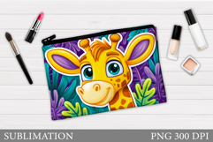 Cute Giraffe Cosmetics Bag. Giraffe Makeup Bag Sublimation Product Image 1