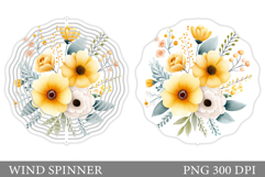 Floral Wind Spinner Sublimation. Flowers Wind Spinner Design Product Image 1