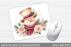 Snowman Mouse Pad Sublimation. Christmas Mouse Pad Product Image 1