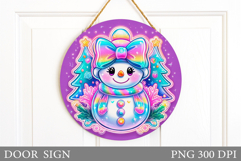 Cute Snowman Door Sign Design. Christmas Sublimation Product Image 1