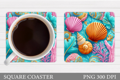 Seashell Coaster Sublimation. Sea Coaster Design Product Image 1
