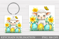 Easter Lamb Keychain Sublimation. Easter Keychain Design Product Image 1