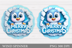 Cute Penguin Wind Spinner. Christmas Wind Spinner Design Product Image 1