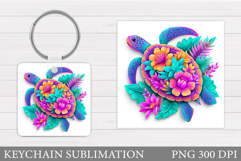 Sea Turtle Keychain Design. Sea Turtle Sublimation Product Image 1