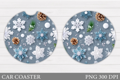 Snowflakes Car Coaster Design. Christmas Car Coaster Product Image 1
