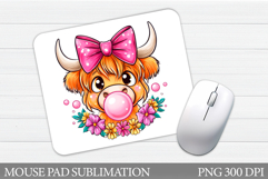 Highland Cow Mouse Pad. Cute Cow Mouse Pad Design Product Image 1