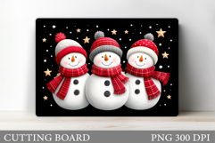 Cute Snowman Cutting Board. Winter Cutting Board Sublimation Product Image 1