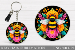Bee Keychain Design. Bee Sublimation Product Image 1
