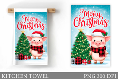 Christmas Pig Kitchen Towel. Christmas Kitchen Towel Design Product Image 1