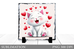 Valentines Cat Sublimation. Valentines Slate Design Product Image 1
