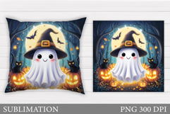 Halloween Ghost Pillow Design. Halloween Ghost Sublimation Product Image 1