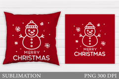 Cute Snowman Pillow Sublimation. Christmas Pillow Design Product Image 1