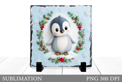 Christmas Penguin Slate Design. Cute Penguin Sublimation Product Image 1