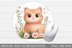 Cute Cat Mouse Pad Sublimation. Cute Cat Sublimation Product Image 1