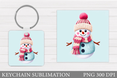 Crochet Snowman Keychain. Christmas Keychain Design Product Image 1